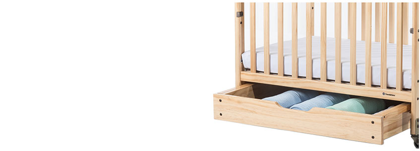 Convenient EZ Store crib drawer fits SafeReach cribs