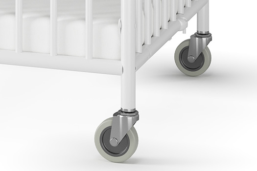 StowAway folding steel crib with 3 inch commercial casters