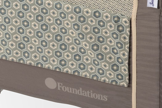 Foundations SnugFresh Elite travel yards feature a privacy flap for baby