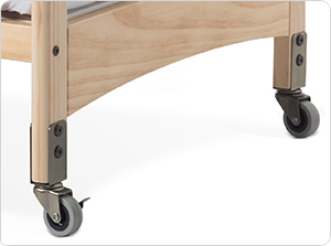 Crib features two locking casters