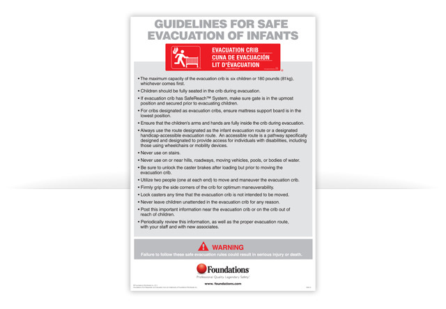 Guidelines For Safe Evacuation of Infants Sign