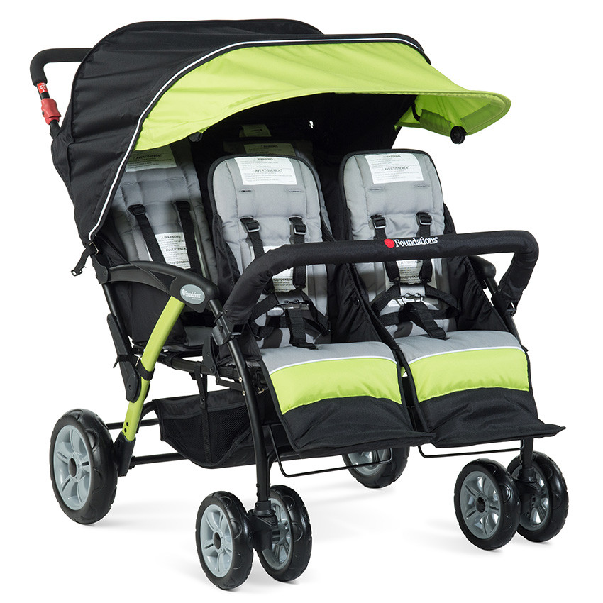 Foundations Multi Child Quad Stroller in Lime Green