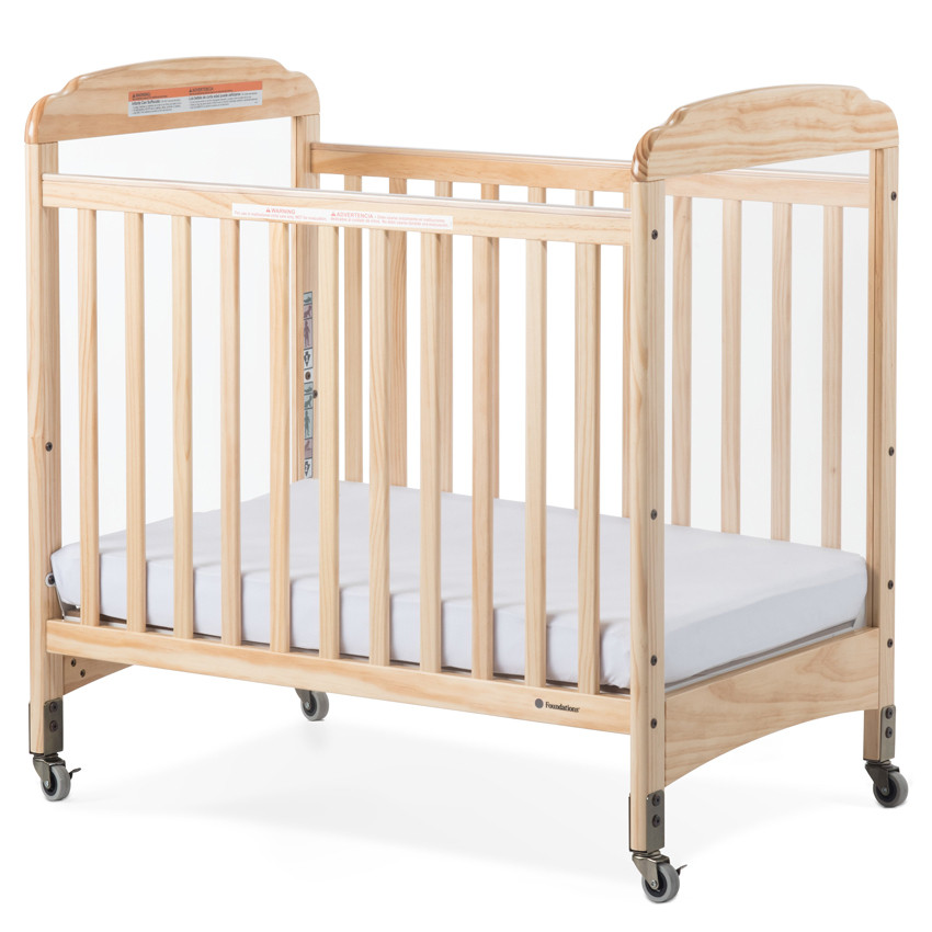 Foundations Next Gen Serenity Fixed Side Mini Crib with Clearview End Panels