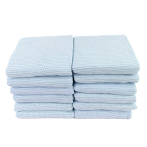 Foundations Blue Thermal Cotton Baby Blankets, 12 pack