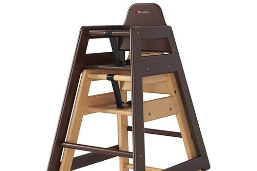 Foundations NeatSeat highchairs can stack up to four high to save space