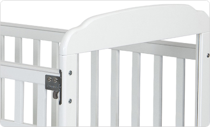 cribs are available in a painted white finish
