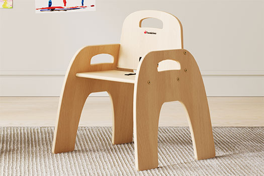 Simple Sitter classroom chairs have a large handle for convenient carrying