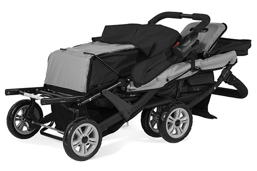 Foundations triple stroller easily folds for storage