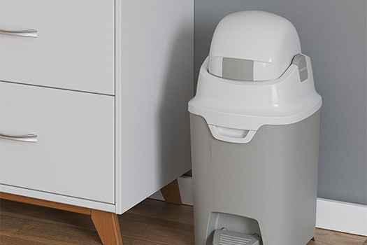 Hands-Free Small Diaper Pail perfect in home environment