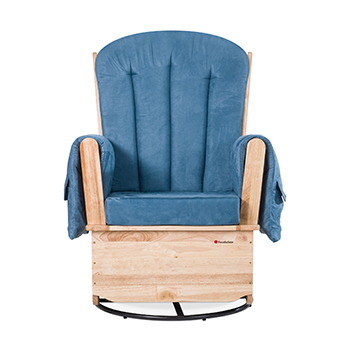 SafeRocker Glider Rocker in blue microfiber