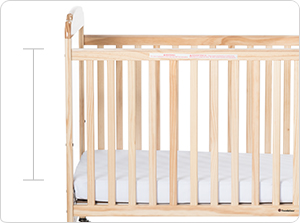 Low profile for easy access to child in crib