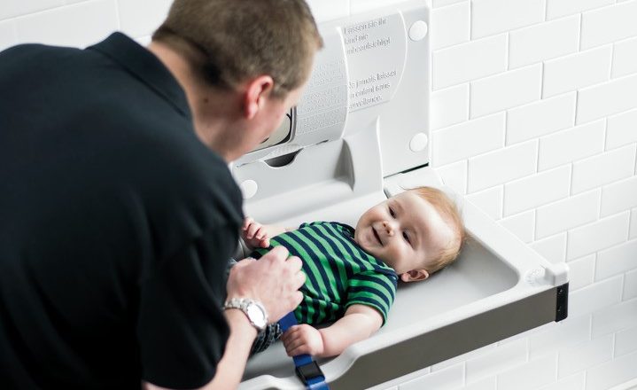Many businesses impress their customers with baby changing stations.